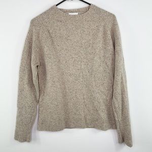 Huckberry Wills Oatmeal Beige Speckled 100% Wool Crewneck Pullover Sweater
